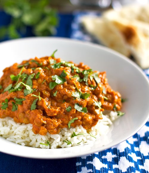 Curry lencse és rizs